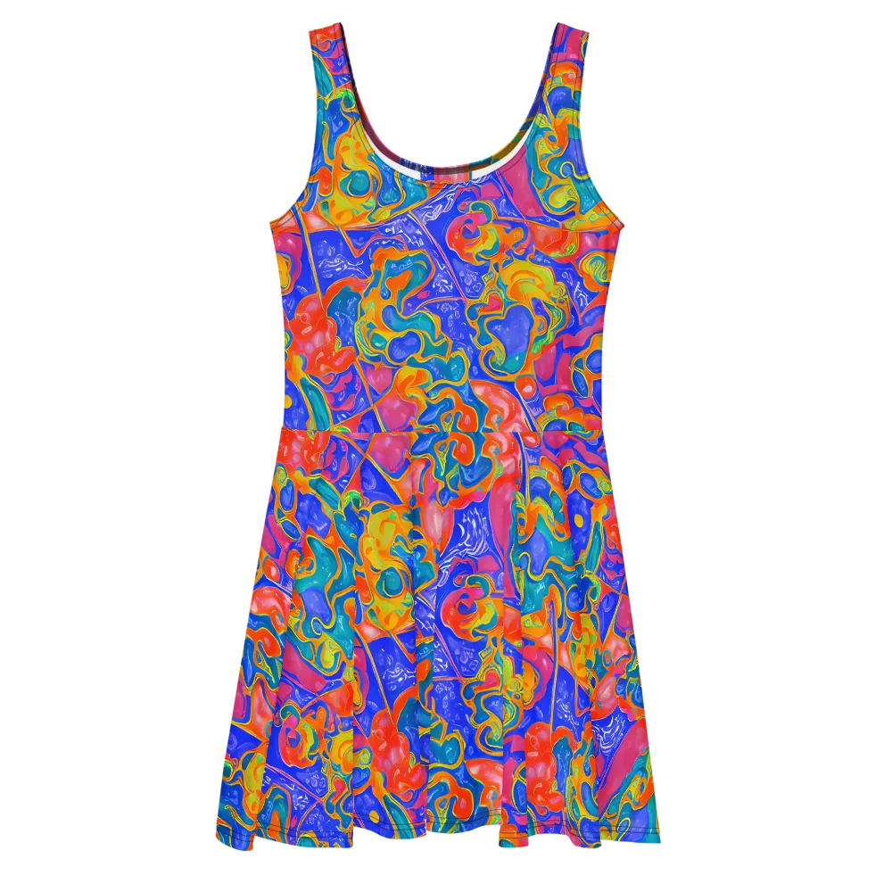 Flamewave Mosaic on Skater Dress — Front