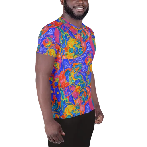 Flamewave Mosaic on a Men's Athletic T-Shirt