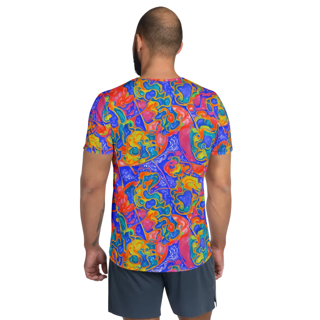 Flamewave Mosaic on Men's Athletic T-Shirt — Back