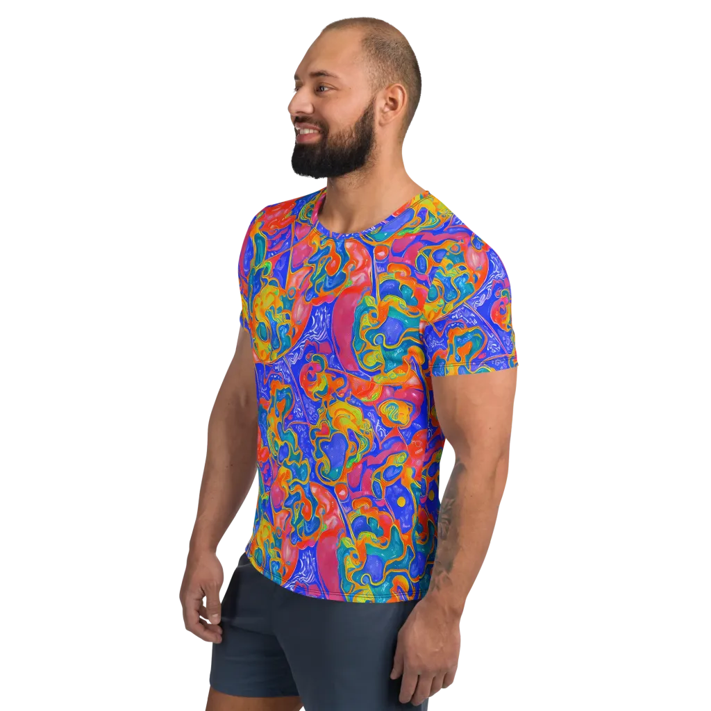 Flamewave Mosaic on Men's Athletic T-Shirt — Left