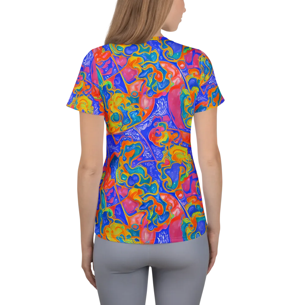 Flamewave Mosaic on Women's Athletic T-Shirt — Back