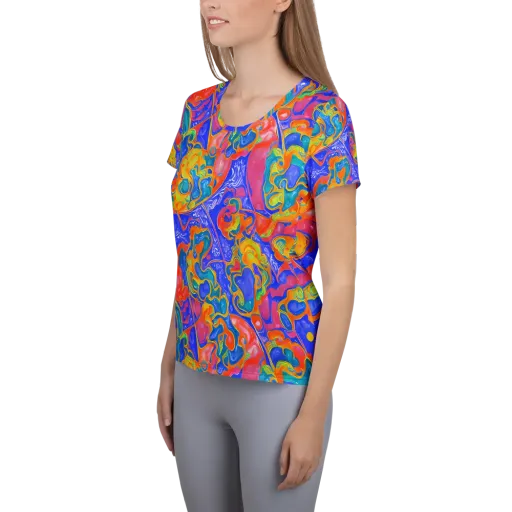 Flamewave Mosaic on a Women's Athletic T-Shirt