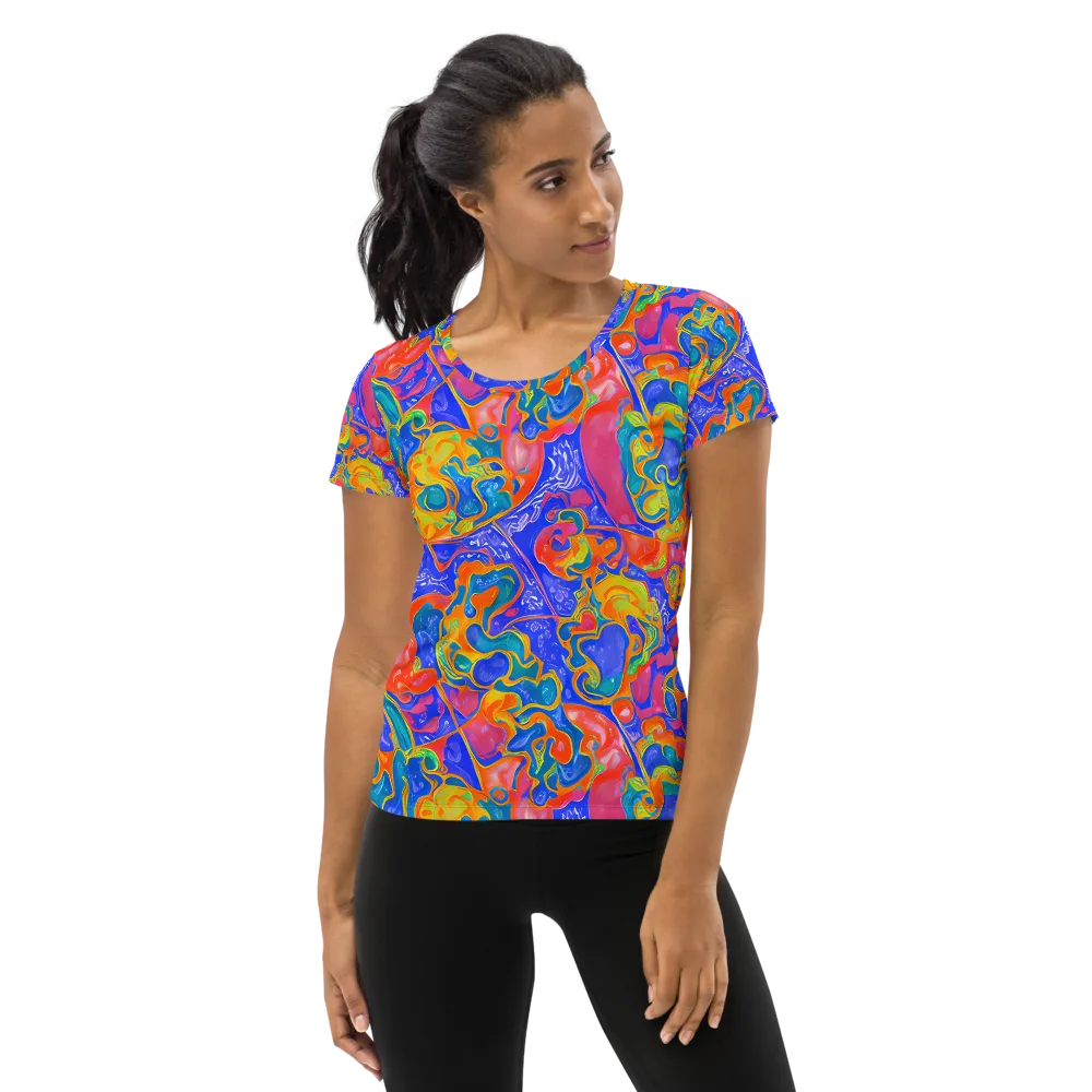Flamewave Mosaic on Women's Athletic T-Shirt — Front