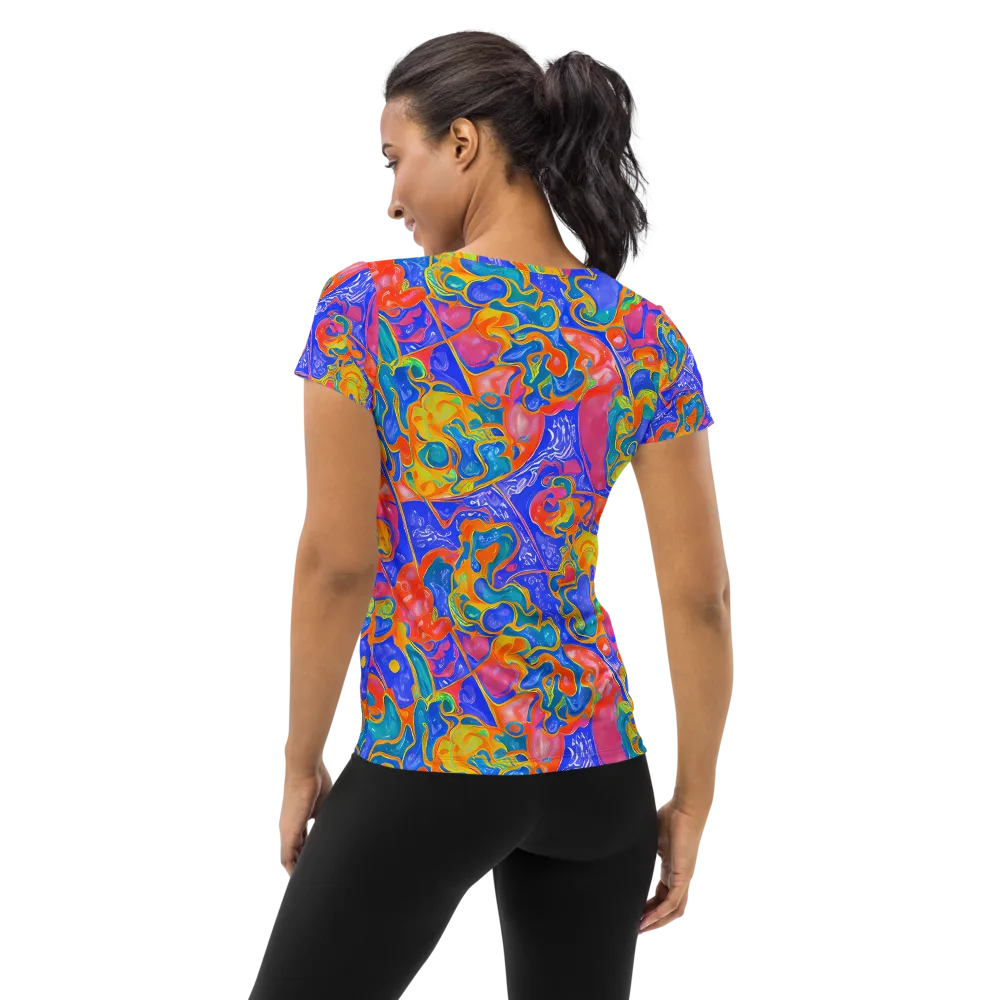 Flamewave Mosaic on Women's Athletic T-Shirt — Back