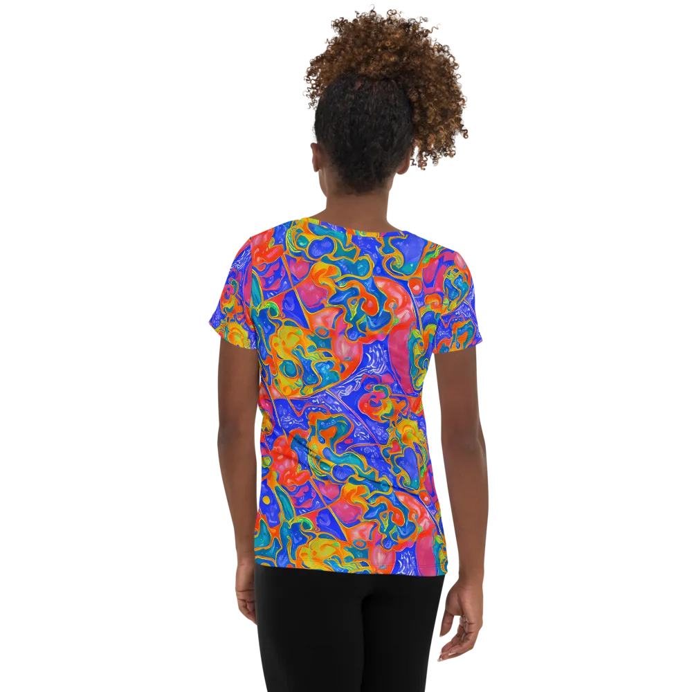 Flamewave Mosaic on Women's Athletic T-Shirt — Back