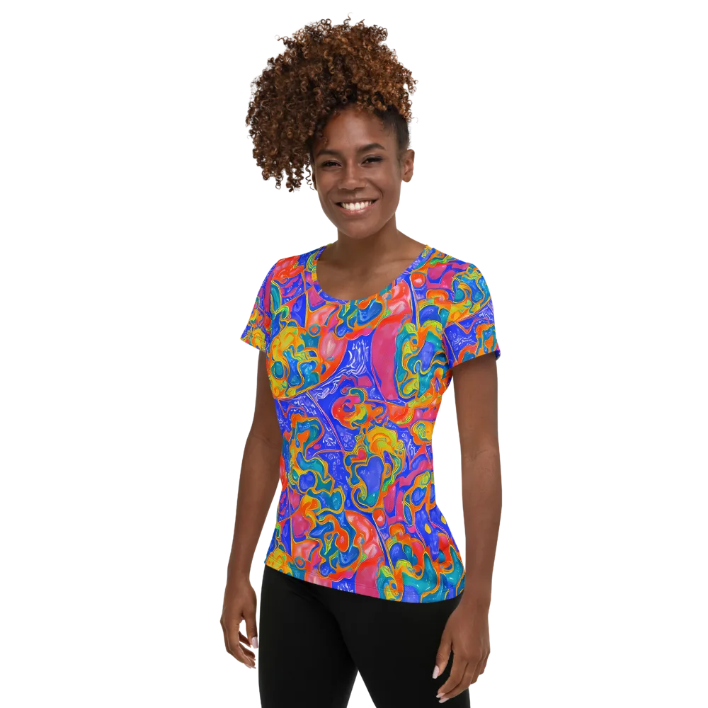 Flamewave Mosaic on Women's Athletic T-Shirt — Left