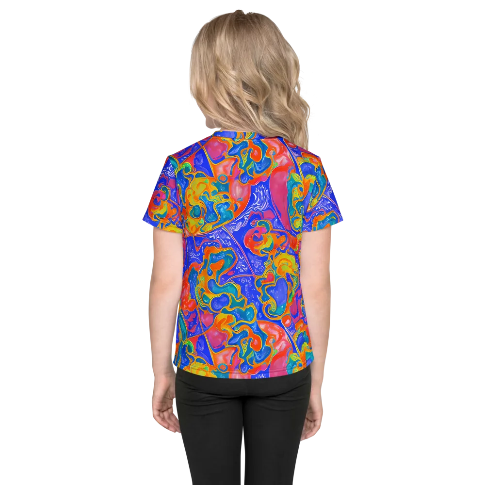 Flamewave Mosaic on Kids Crew Neck T-Shirt — Back