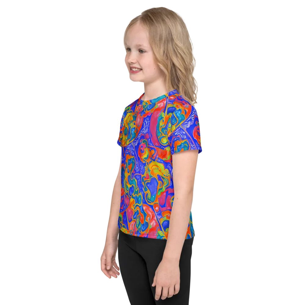 Flamewave Mosaic on Kids Crew Neck T-Shirt — Left