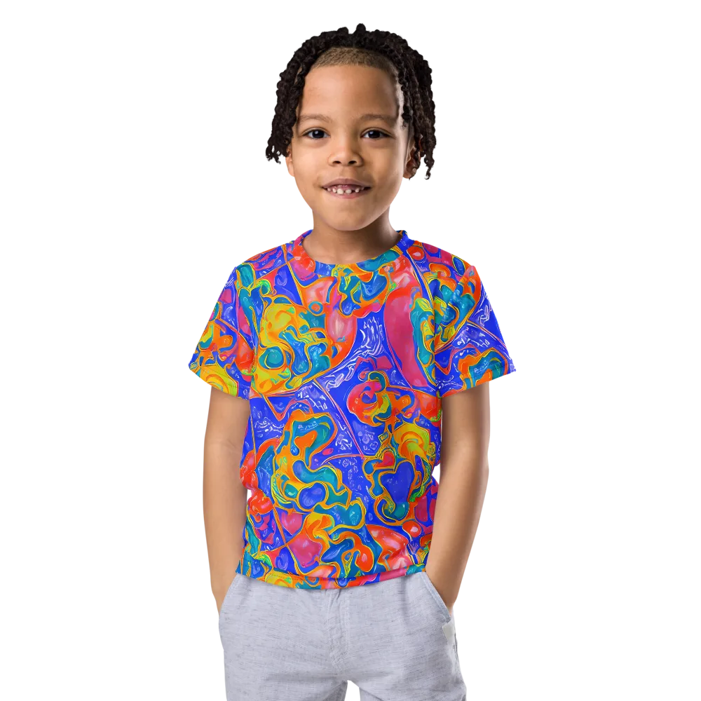 Flamewave Mosaic on Kids Crew Neck T-Shirt — Front