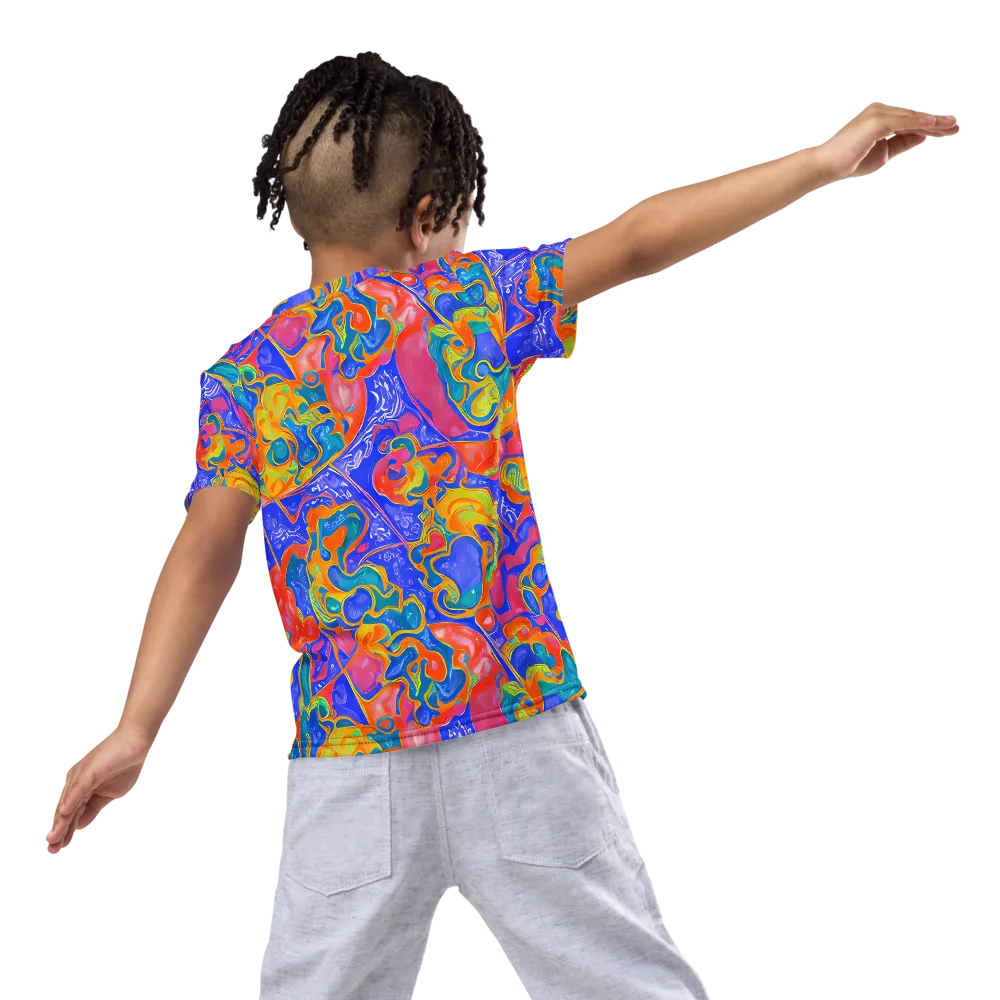 Flamewave Mosaic on Kids Crew Neck T-Shirt — Back