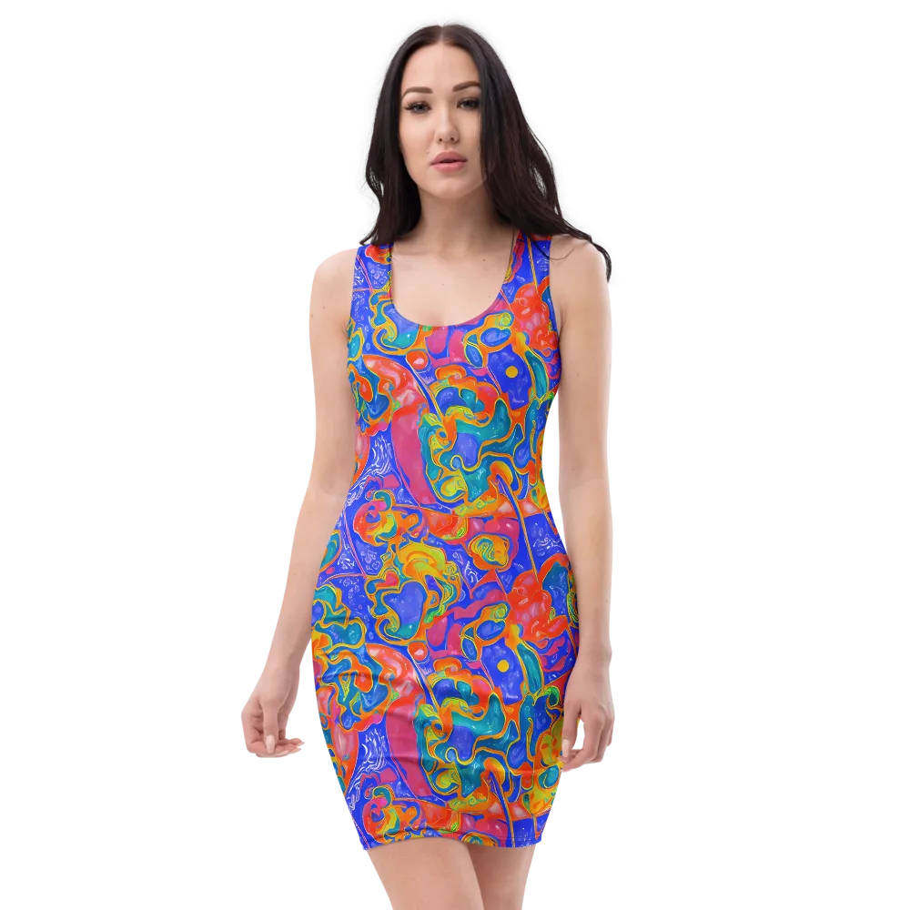 Flamewave Mosaic on Bodycon Dress — Front