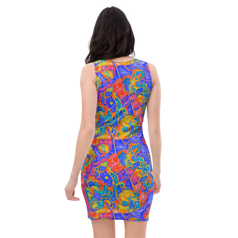 Flamewave Mosaic on Bodycon Dress — Back