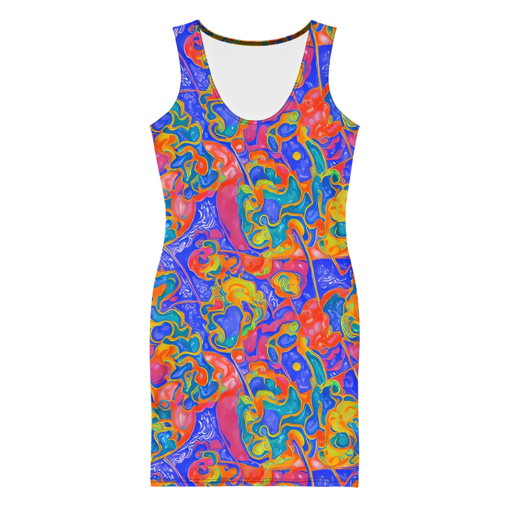 Flamewave Mosaic on Bodycon Dress — Front