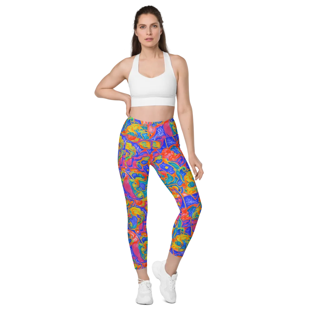 Flamewave Mosaic on Leggings with Pockets — Front