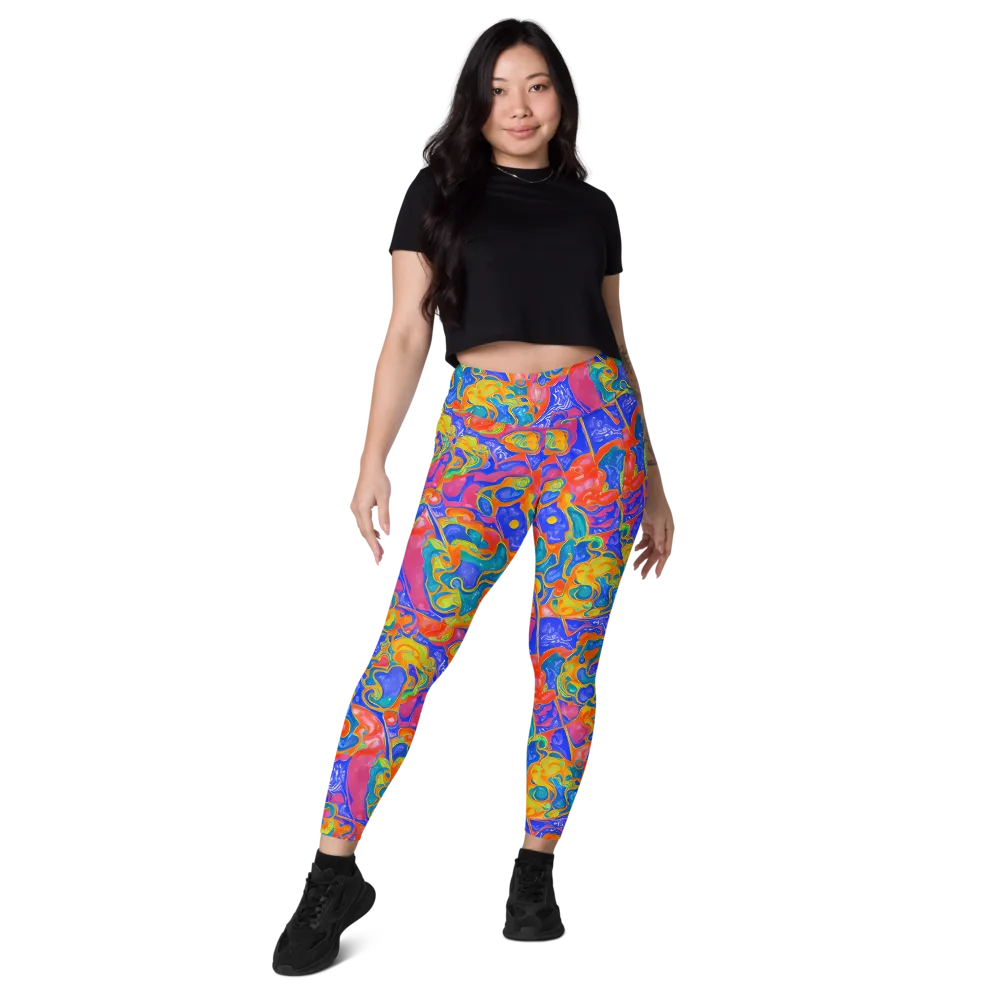 Flamewave Mosaic on Leggings with Pockets — Front