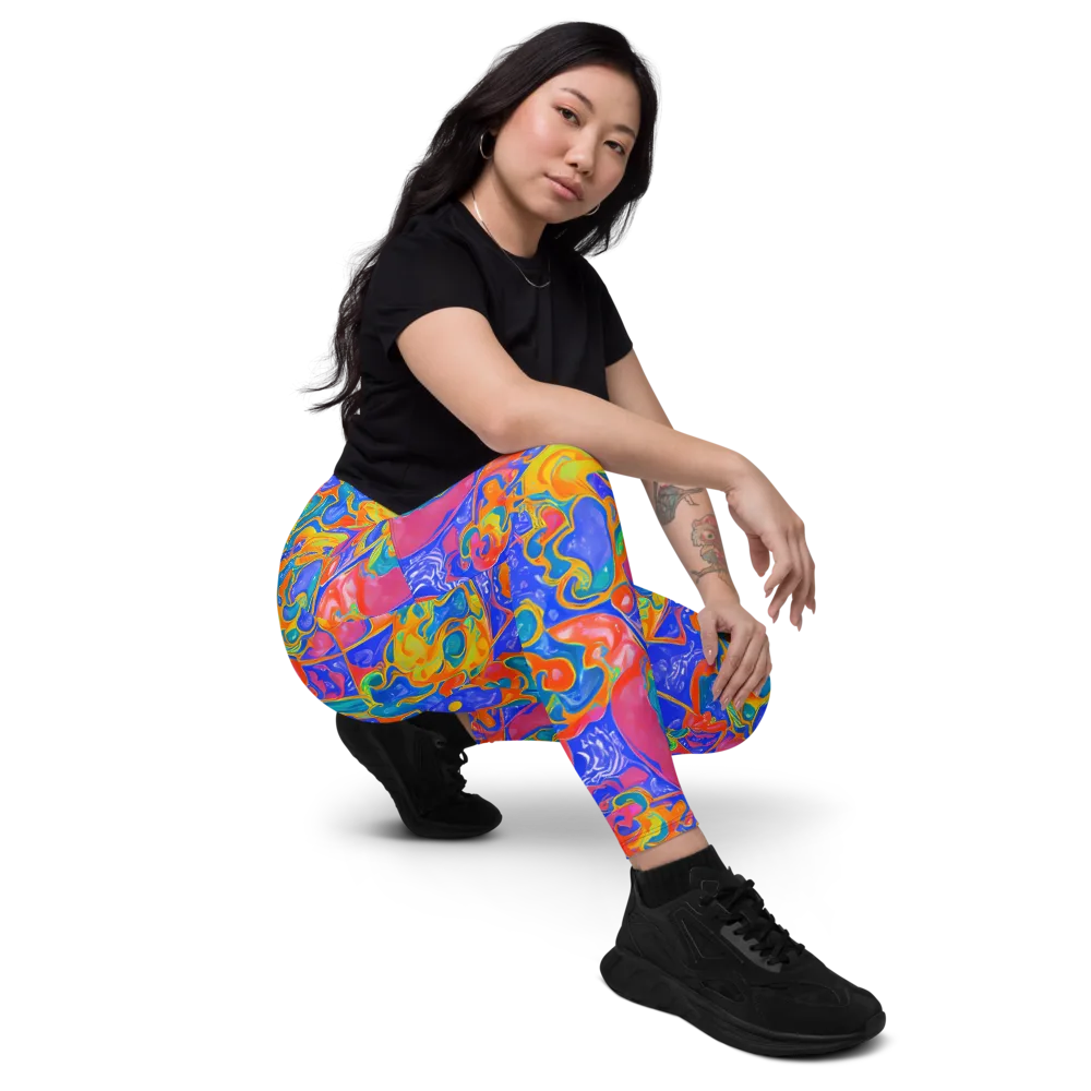 Flamewave Mosaic on Leggings with Pockets — Right Front