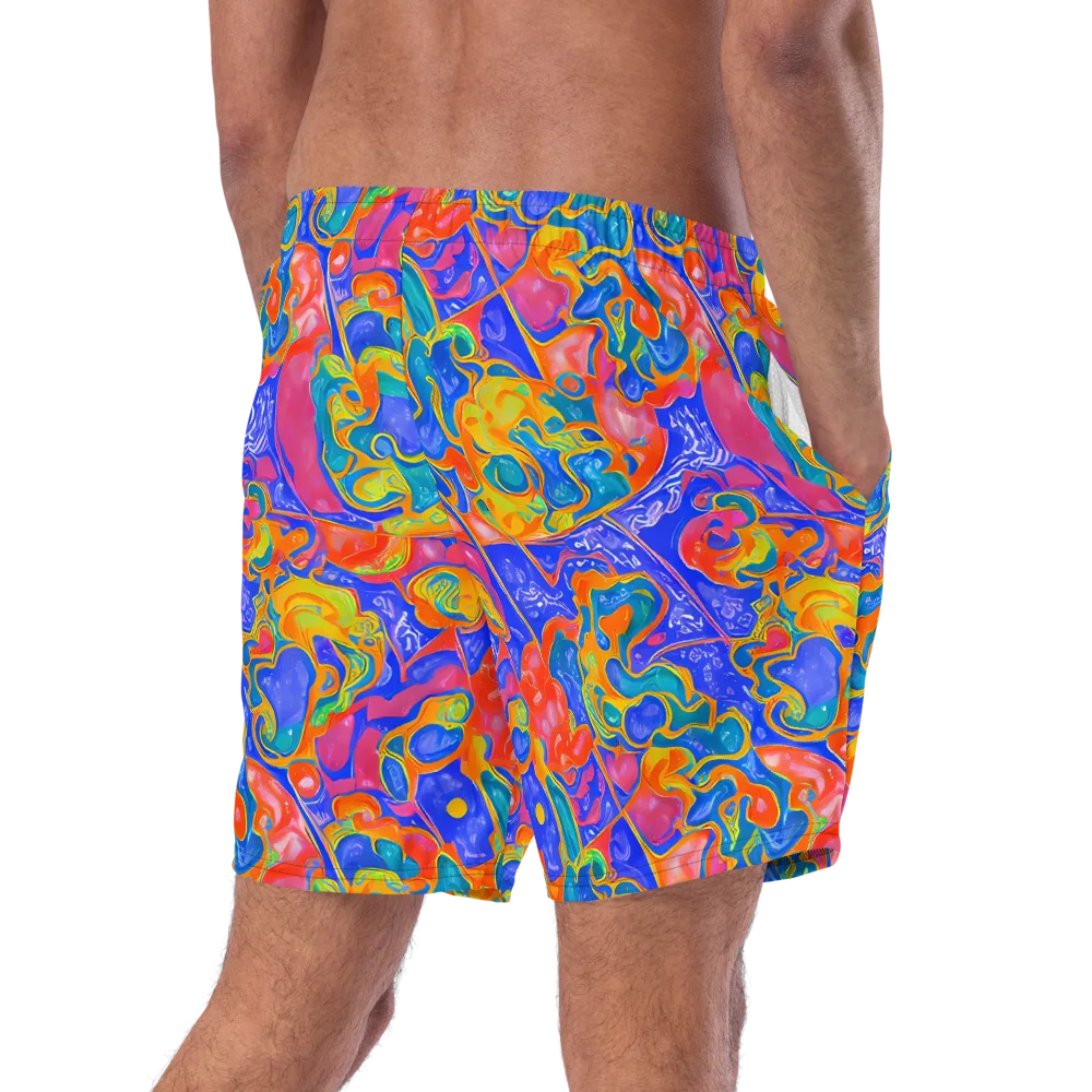Flamewave Mosaic on Swim Trunks — Right Back