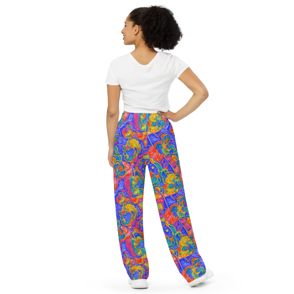 Flamewave Mosaic on Wide-Leg Pants — Back