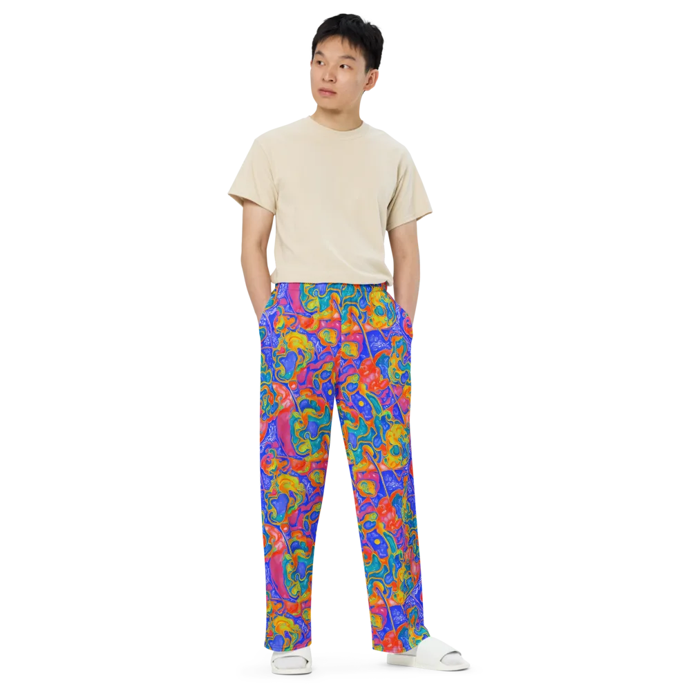 Flamewave Mosaic on Wide-Leg Pants — Front