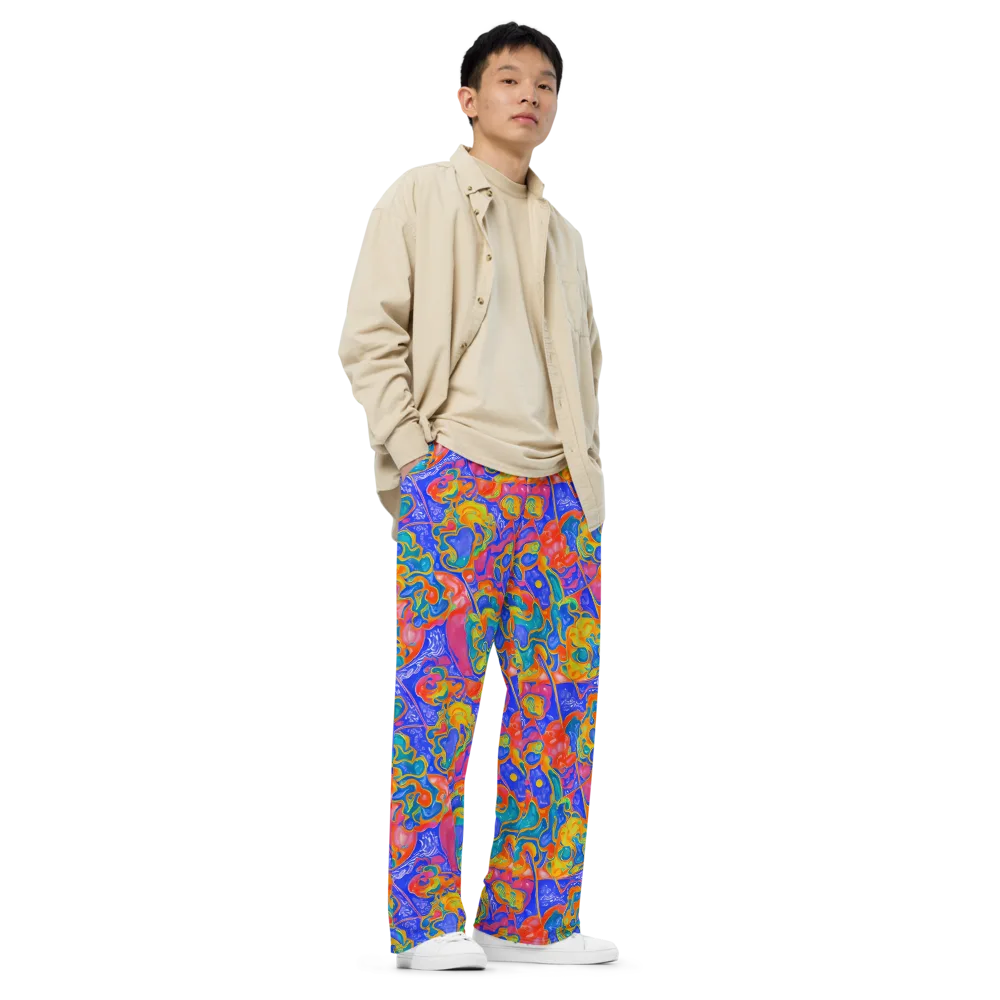 Flamewave Mosaic on Wide-Leg Pants — Right Front