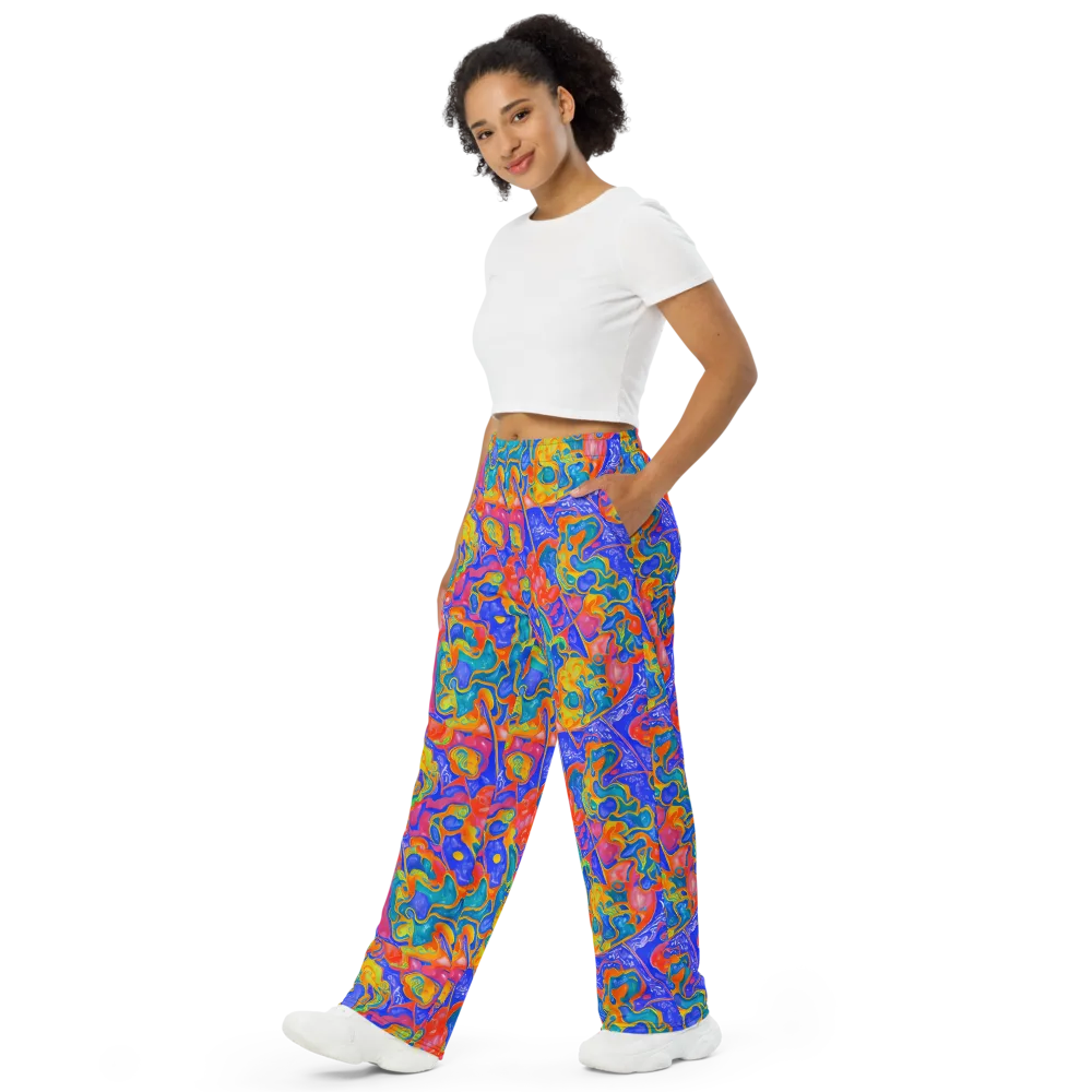 Flamewave Mosaic on Wide-Leg Pants — Left Front