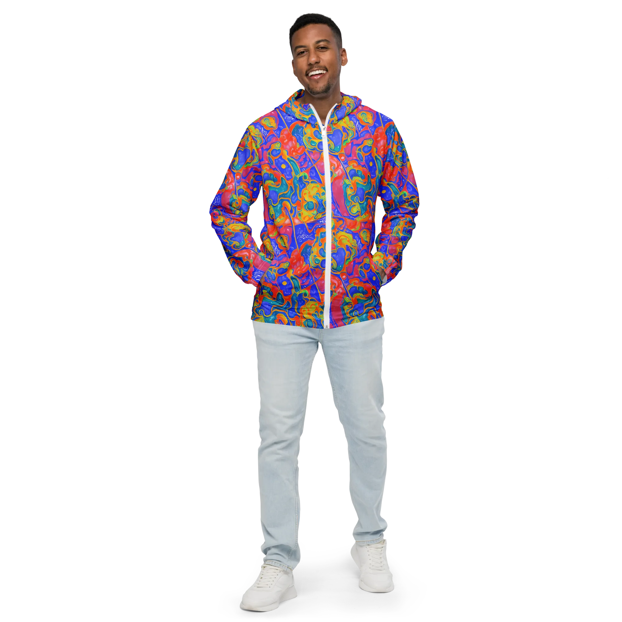 Flamewave Mosaic on Men's Windbreaker — Front