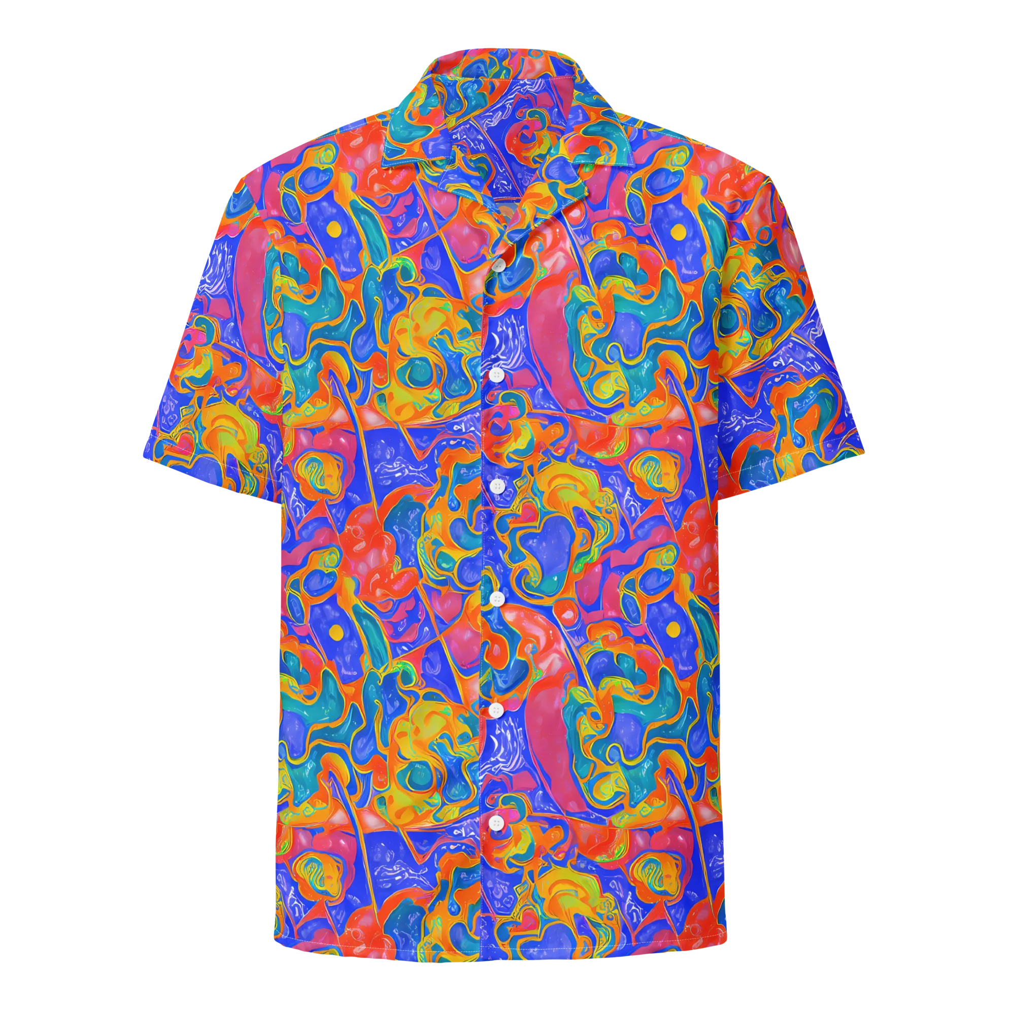 Flamewave Mosaic on Button Shirt — Front
