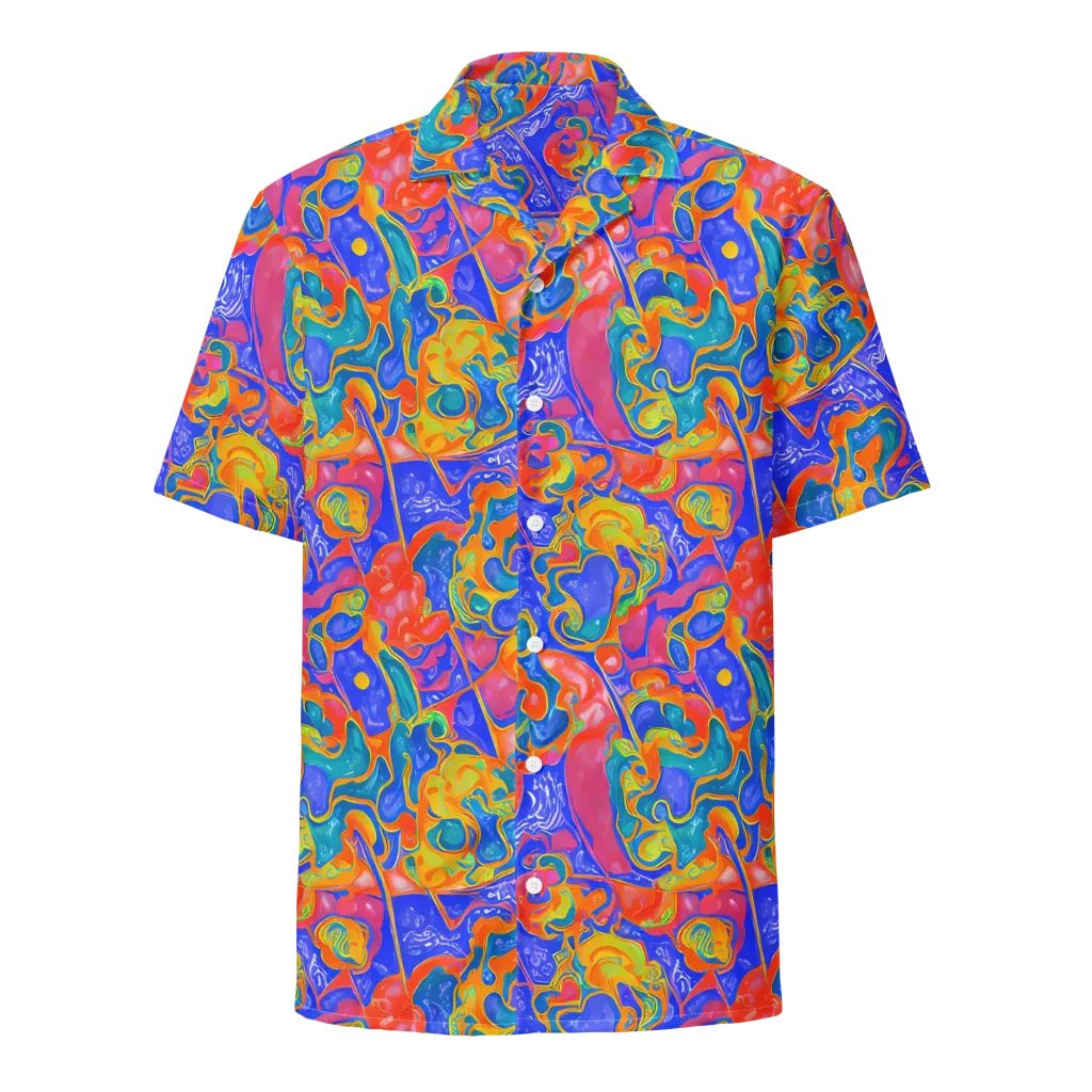 Flamewave Mosaic on Button Shirt — Front