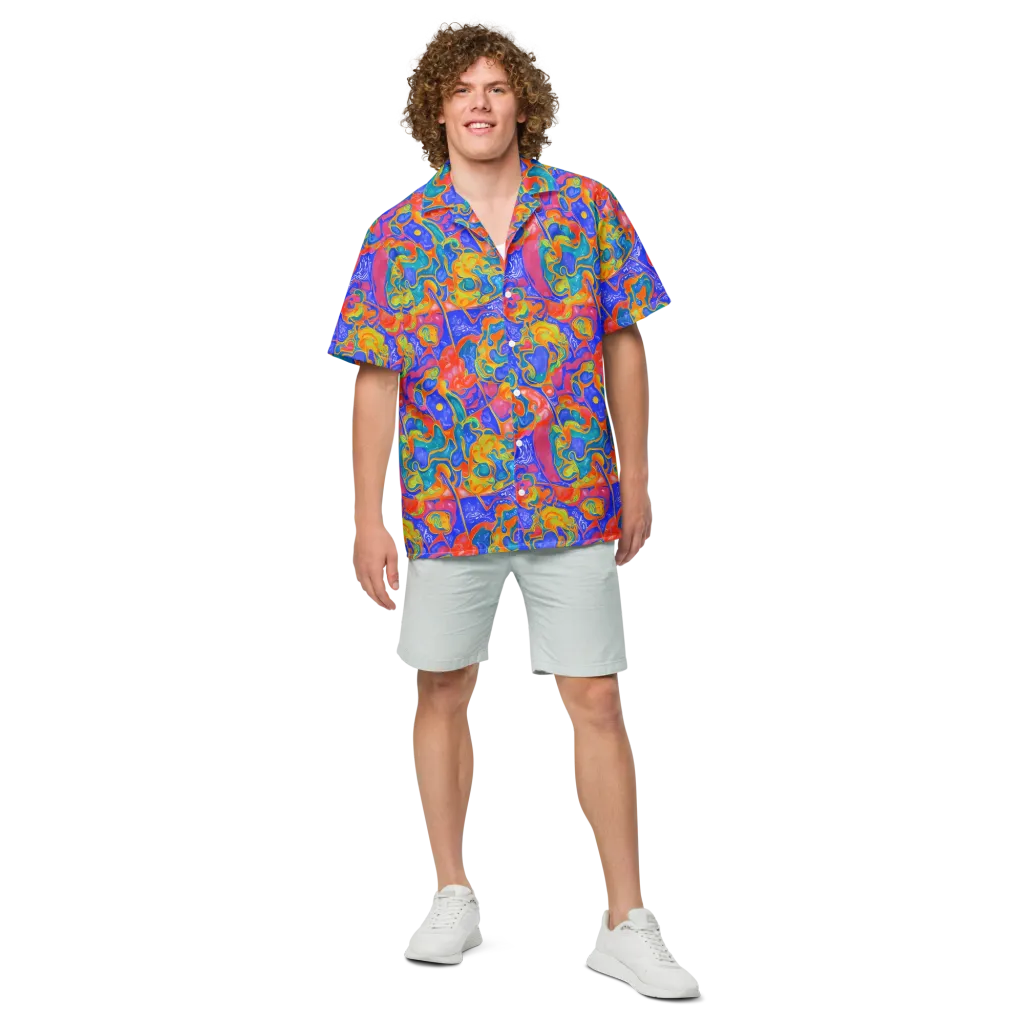 Flamewave Mosaic on Button Shirt — Front