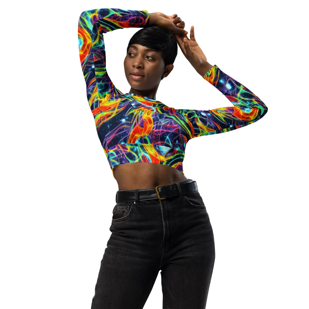 Nova Tide on Long Sleeve Crop Top — Front