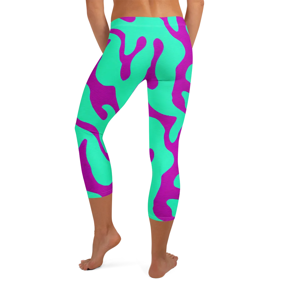 Aqua Voltage on Capri Leggings — Back