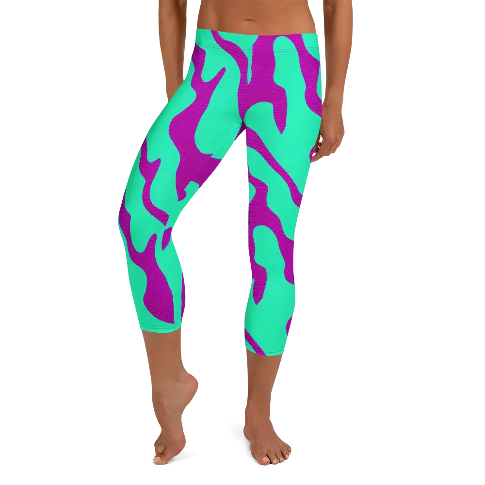 Aqua Voltage on Capri Leggings — Front