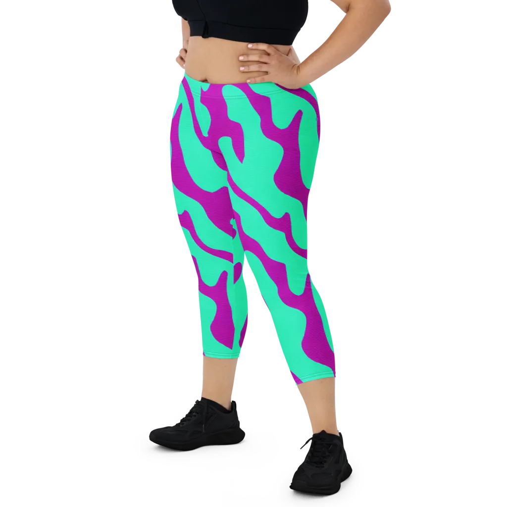 Aqua Voltage on Capri Leggings — Front