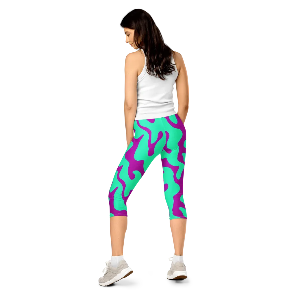 Aqua Voltage on Capri Leggings — Back