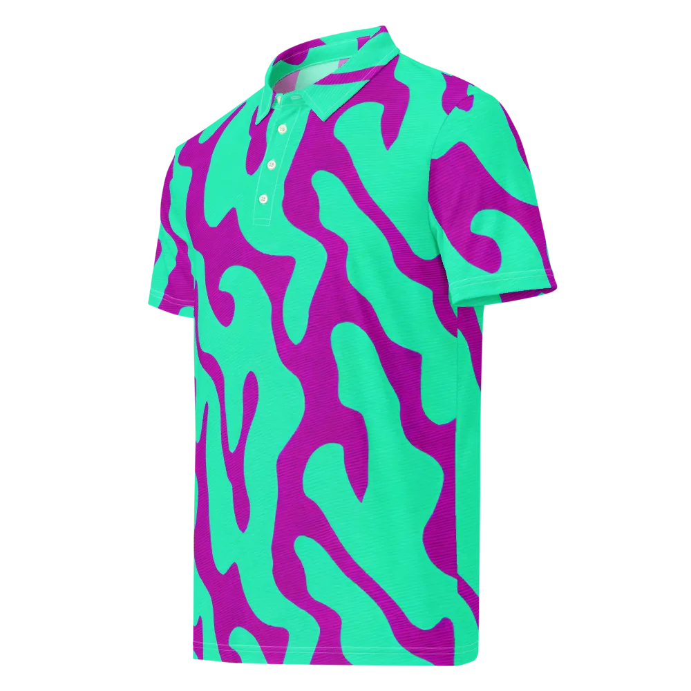 Aqua Voltage on Men's Slim Fit Polo Shirt — Left Front