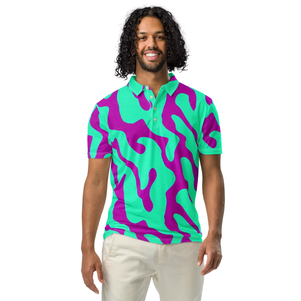 Aqua Voltage on Men's Slim Fit Polo Shirt — Front