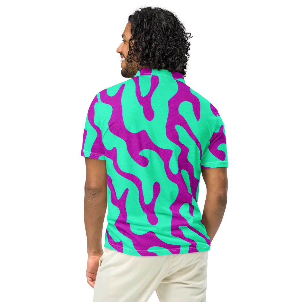 Aqua Voltage on Men's Slim Fit Polo Shirt — Back