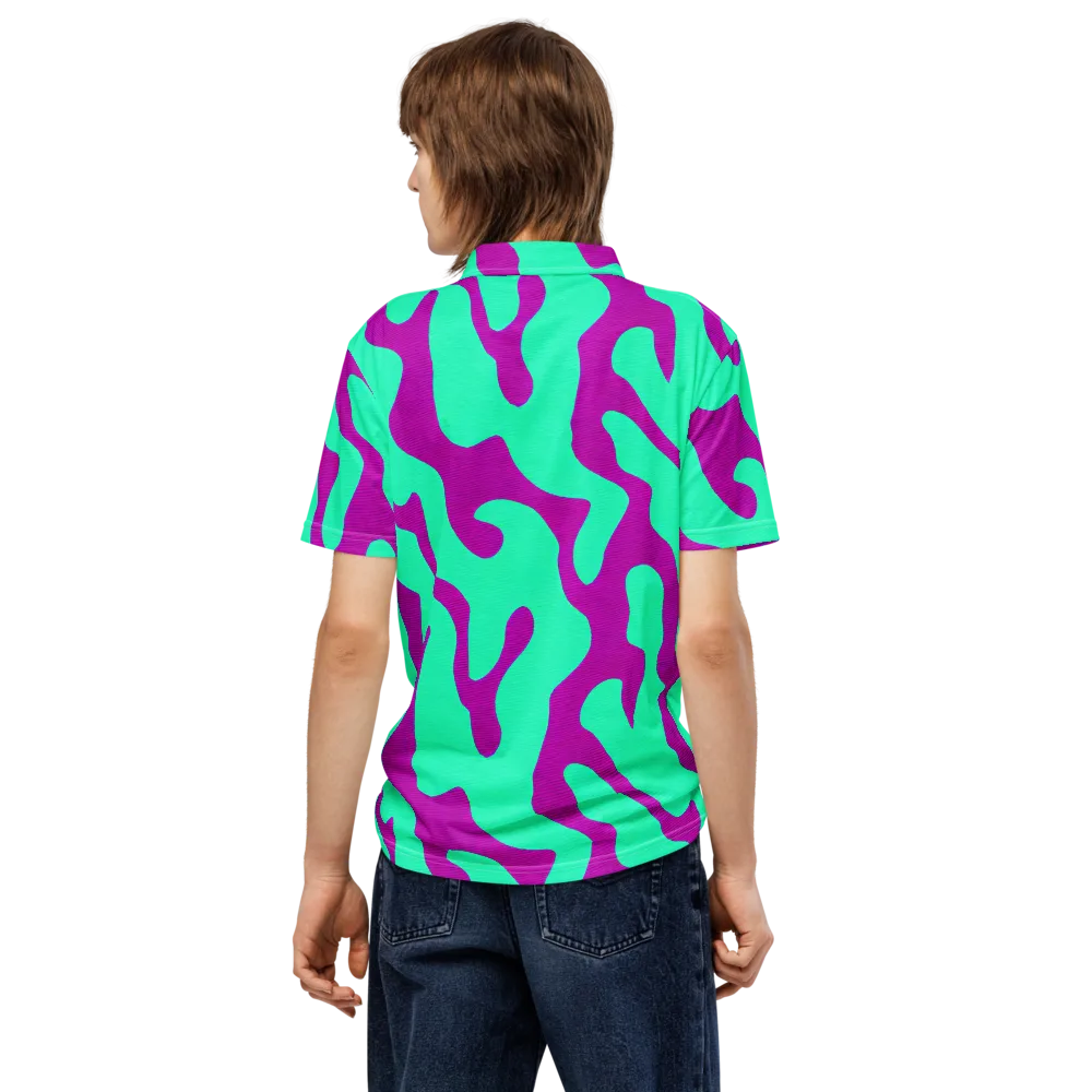 Aqua Voltage on Men's Slim Fit Polo Shirt — Back