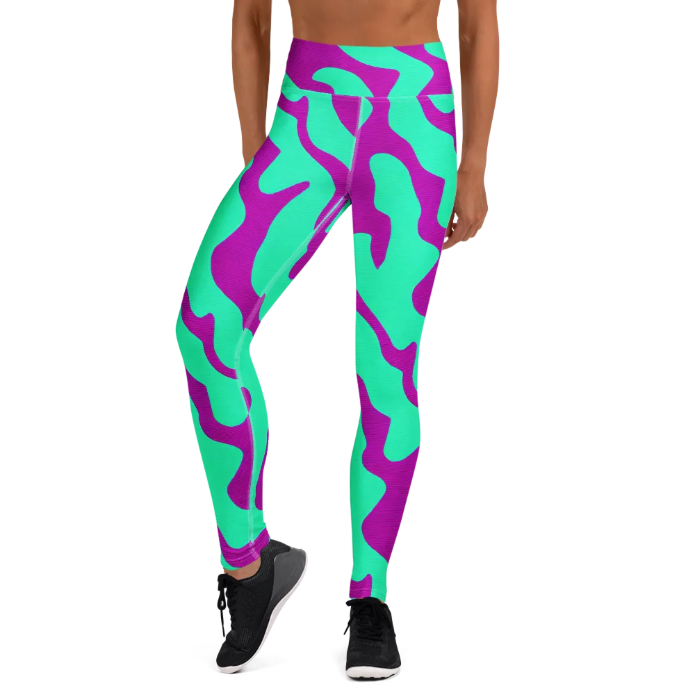 Aqua Voltage on Yoga Leggings — Front