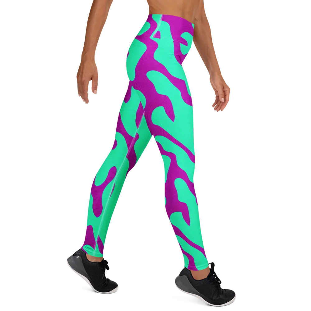 Aqua Voltage on Yoga Leggings — Right