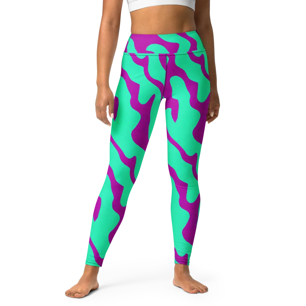 Aqua Voltage on Yoga Leggings — Front