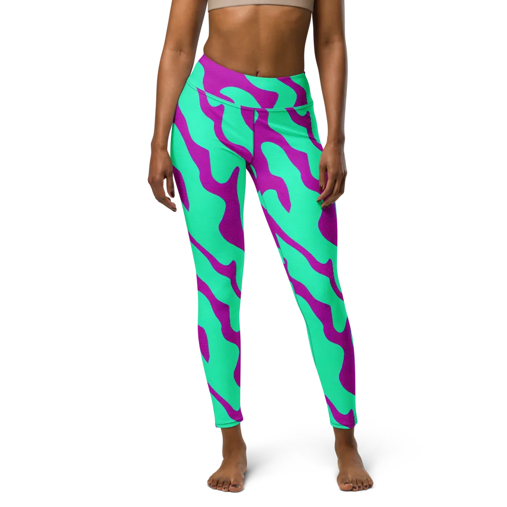 Aqua Voltage on Yoga Leggings — Front