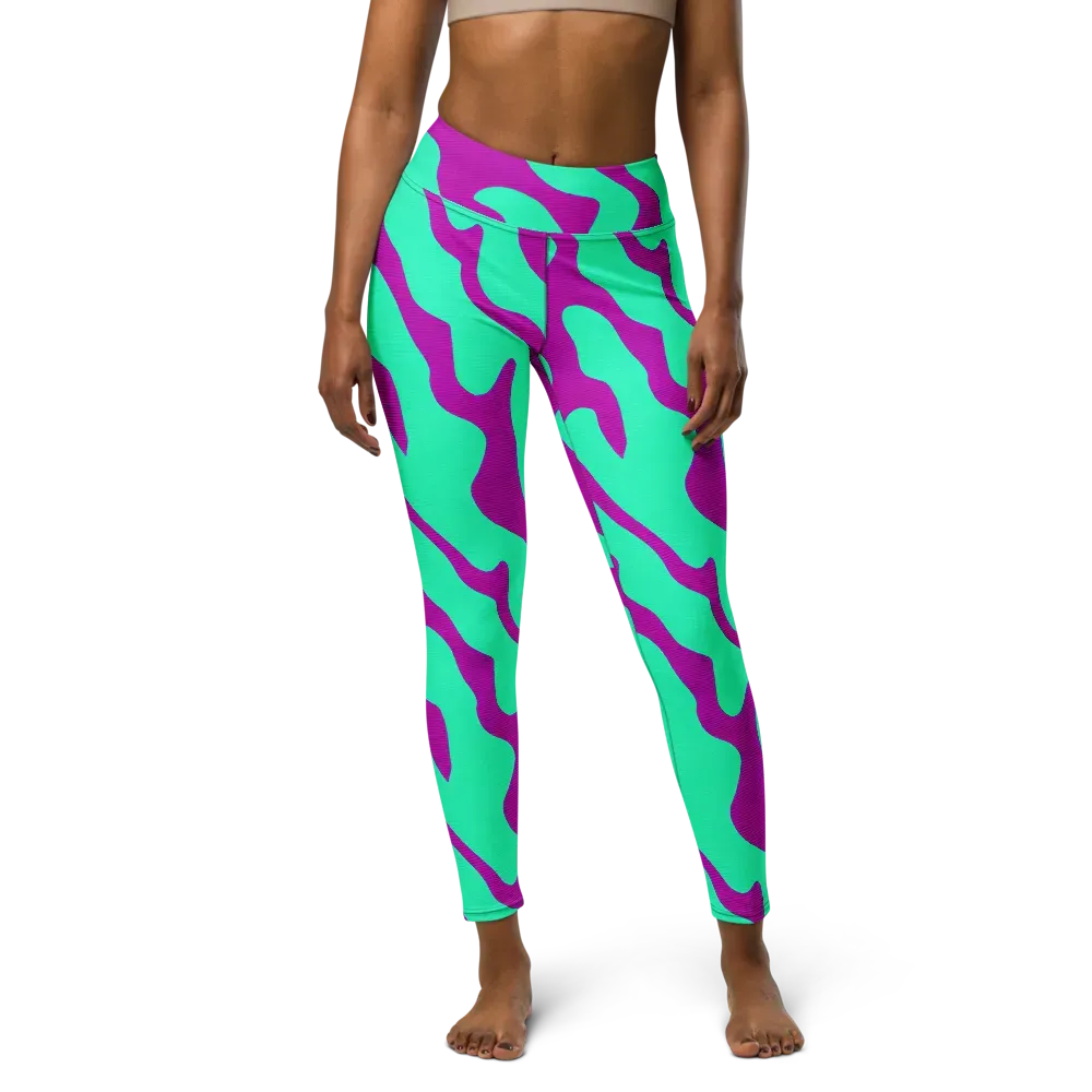 Aqua Voltage on Yoga Leggings — Front