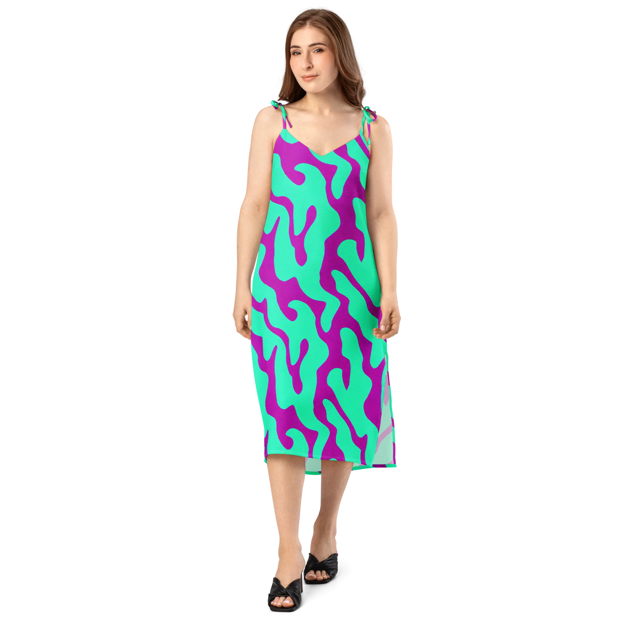 Aqua Voltage on Slip Dress — Front