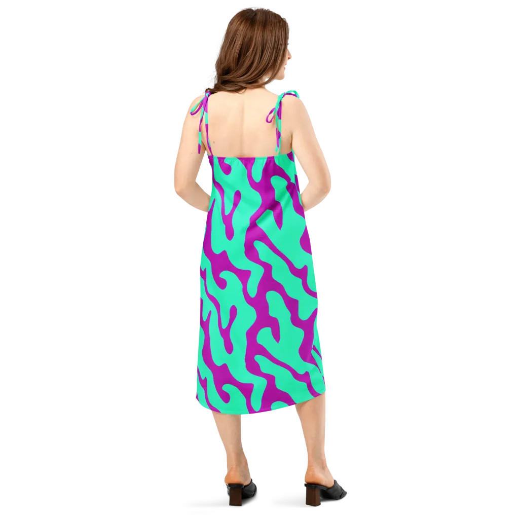 Aqua Voltage on Slip Dress — Back