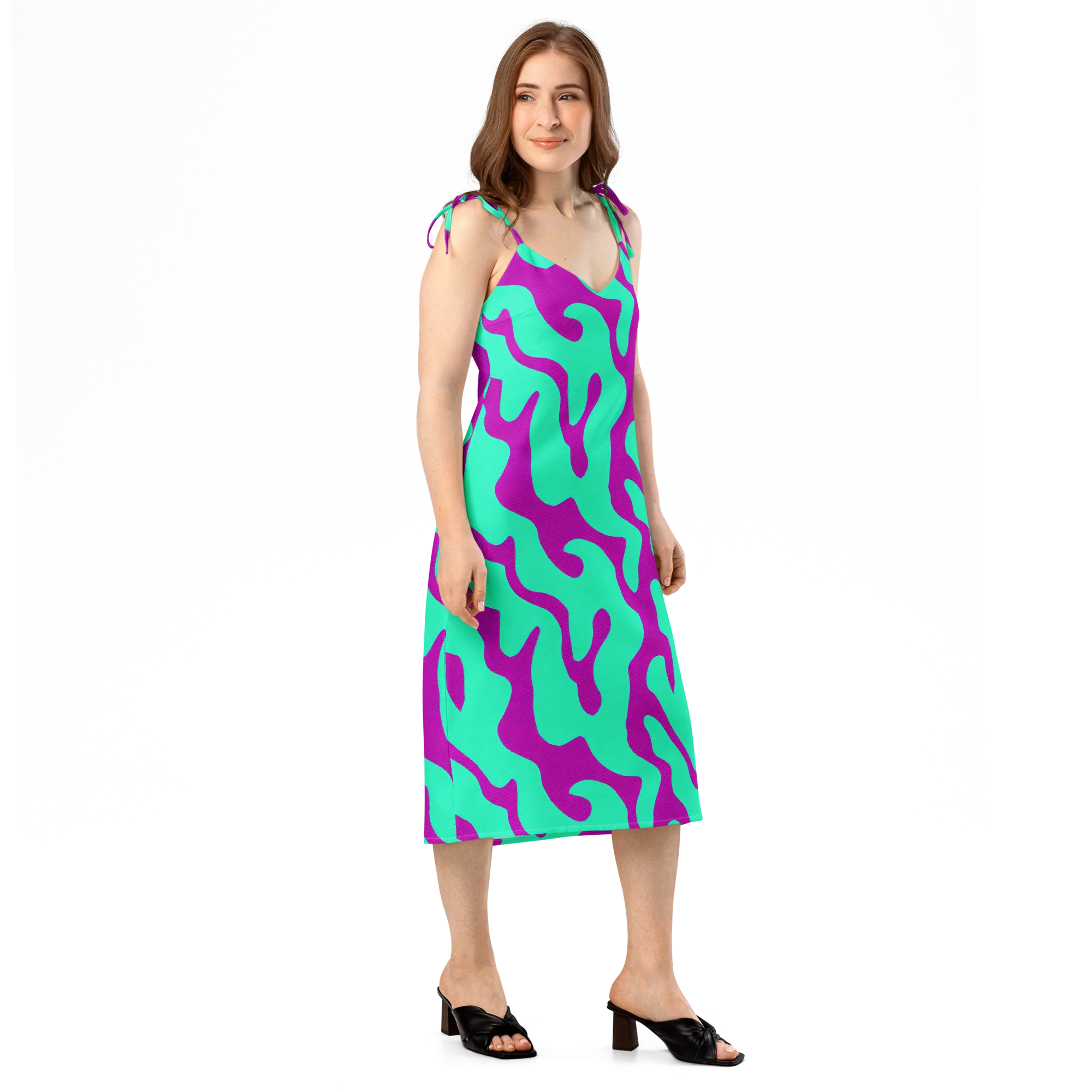 Aqua Voltage on Slip Dress — Right Front