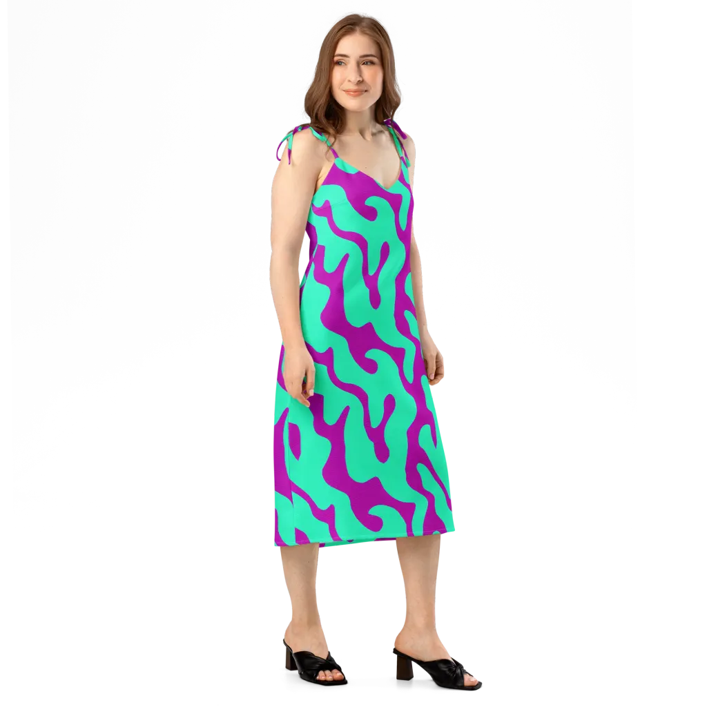 Aqua Voltage on Slip Dress — Right Front