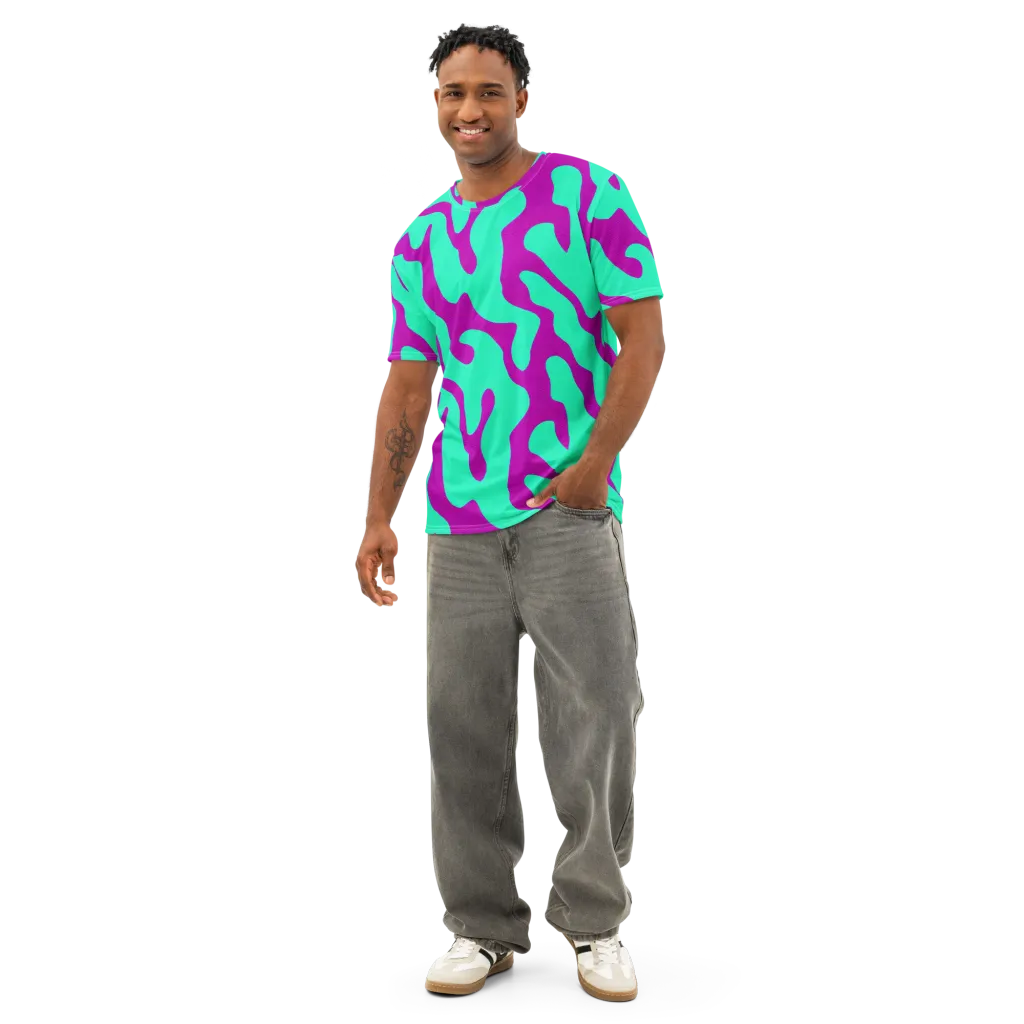 Aqua Voltage on Men's Cotton Crew Neck T-Shirt — Front