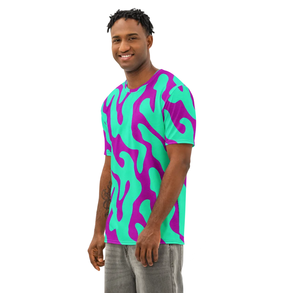 Aqua Voltage on Men's Cotton Crew Neck T-Shirt — Left Front