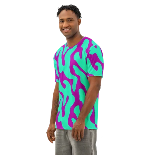 Aqua Voltage on a Men's Cotton Crew Neck T-Shirt